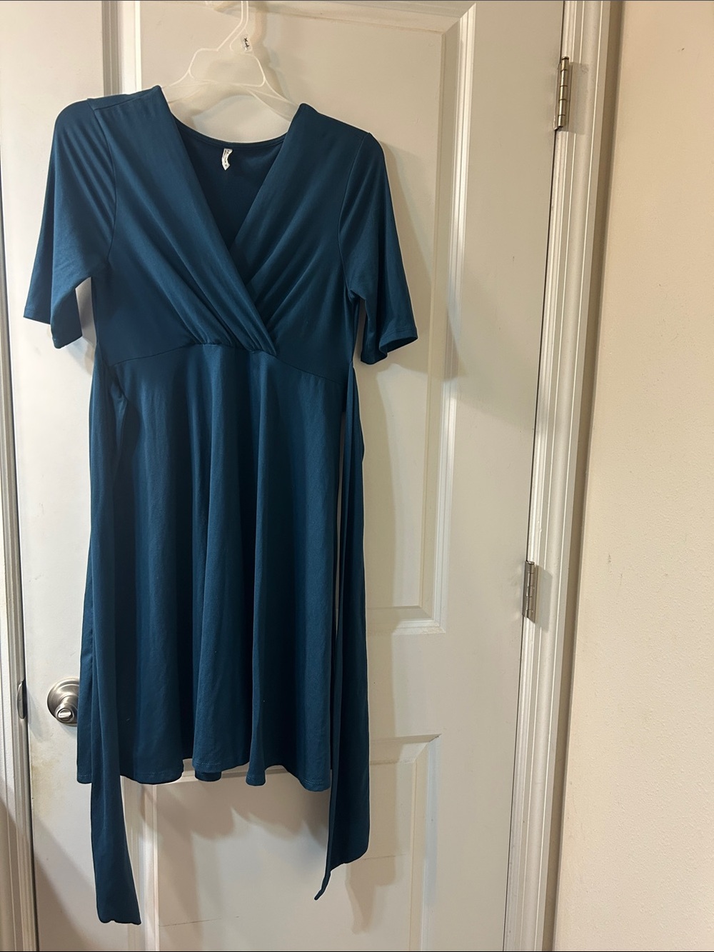 Mother Bee Maternity Teal Wrap-Front Tunic